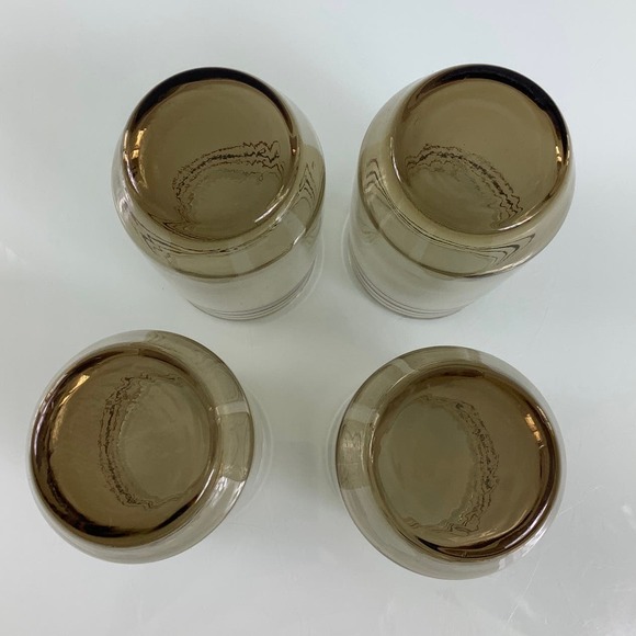 VTG MCM 1970s Smoked Tumblers Orange & Brown drinkware set of 4 EUC - Picture 6 of 9
